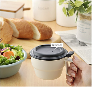 Cốc súp có nắp đậy 300ML cao cấp màu Vàng nhạt Nội địa NHẬT BẢN