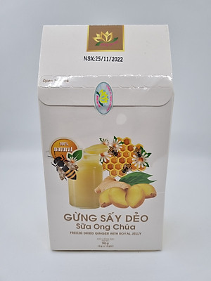 (COMBO 2 HỘP) GỪNG SẤY DẺO SỮA ONG CHÚA HỘP 90G - HƯƠNG SEN VIỆT