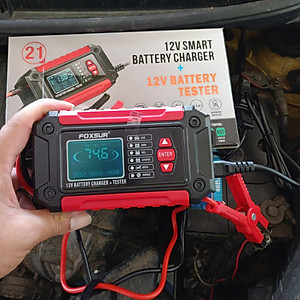 Hàng Nhật: Bộ Sạc Và Test Bình Ắc Quy Thông Minh 2IN1 FOXSUR 12V Công Nghệ Hiện Đại
