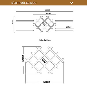 Kệ Gỗ Để Vang Trang Trí Treo Tường Nhỏ Xinh SIB Decor (Tặng Kèm Giá Treo Ly) KR06