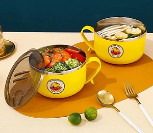 Ca Đựng Cháo Giữ Nhiệt, Ca Úp Mỳ, Tô khuấy Bột Ăn Dặm Cho Bé Hình Vịt Vàng Đáng Yêu - Chính hãng MINIIN 