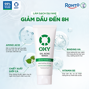 Sữa rửa mặt cho nam Oxy sạch dịu nhẹ, kiềm dầu dạng kem Oxy Oil Acne Wash 100g