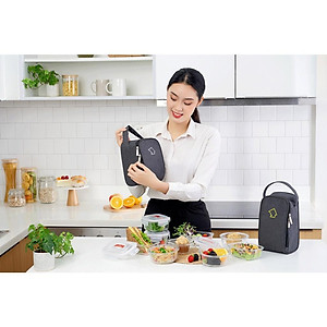 Bộ 5 hộp thủy tinh hộp đựng cơm trữ thức ăn thực phẩm trong tủ lạnh chịu nhiệt COBA'COOK 400ml- CCR45