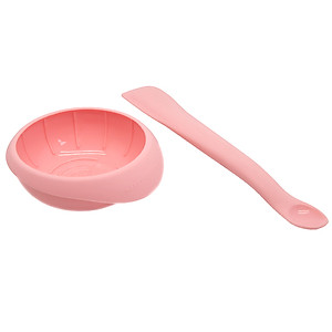 Bộ bát và thìa nghiền thức ăn silicon cho bé Marcus & Marcus, từ 6 tháng - Hồng