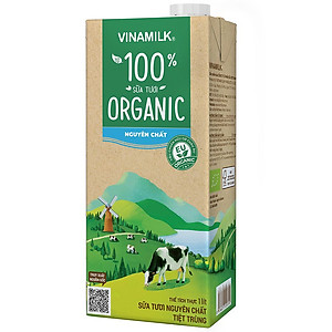 SỮA TƯƠI TIỆT TRÙNG VINAMILK 100% ORGANIC KHÔNG ĐƯỜNG - HỘP GIẤY 1L