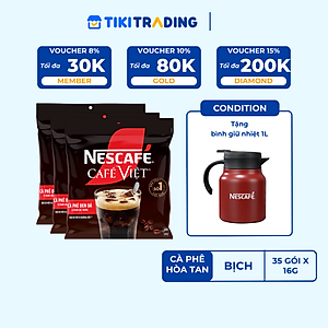 Tặng Ca Đá 900ml] Combo 3 Bịch Cà phê Hòa tan NESCAFÉ CAFÉ VIỆT 35 gói Vị Mạnh đặc trưng
