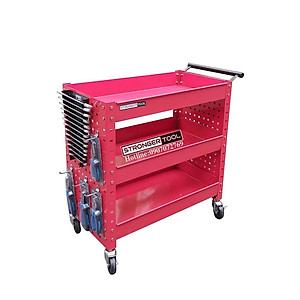 XE ĐẨY DỤNG CỤ 3 NGĂN 2 TẤM HÔNG DÙNG CHO GAGARE TIỆM SỬA XE MÁY