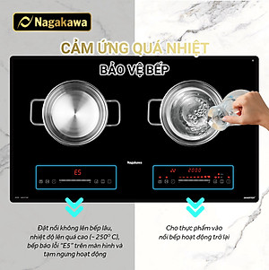 Miễn phí giao lắp toàn quốc - Bếp Đôi Điện Từ Inverter Nagakawa NAG1202M (4800W) - Made in Malaysia - Bảo hành 5 năm - Hàng Chính Hãng