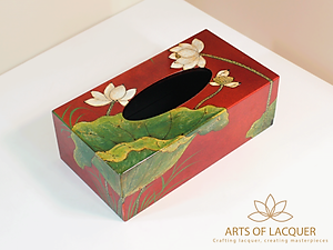 Hộp Đựng Khăn Giấy Sơn Mài Hoa Sen