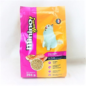 COMBO 5 Gói Thức Ăn Hạt Cho Mèo Vị Cá Hồi Và Hải Sản Minino Yum 350g