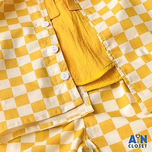 Bộ quần áo ngắn unisex họa tiết Caro vàng cotton - AICDBT4VX6RE - AIN Closet