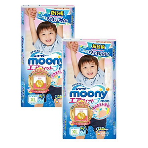 Combo 2 gói tã quần Moony XL38 bé trai [Mẫu Như Hình]
