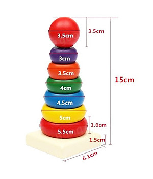 Đồ chơi tháp cầu vồng gỗ size bé