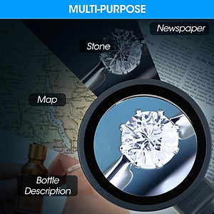 Kính lúp cầm tay đọc sách cao cấp Magnipros MP-9896 (10x, có đèn led 3 chế độ màu) - Hàng chính hãng