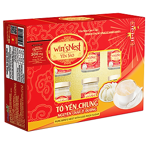 Yến sào wins'Nest 300mg tổ yến chưng nguyên chất ít đường (6 Lọ x 70ml/hộp)