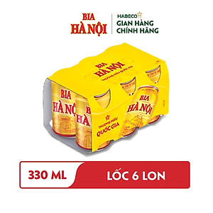 Lốc 6 lon Bia Hà Nội (330ml/lon)