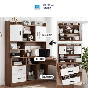 Bàn Làm Việc, Học Tập Kết Hợp Tủ Sách Lớn Kèm Ngăn Kéo Vô Cùng Chắc Chắn SIB Decor BLV71