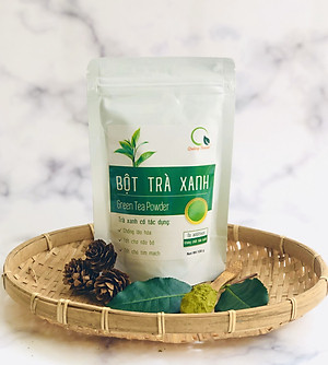 Bột Trà Xanh Sấy Lạnh Nguyên Chất Quảng Thanh Gói 100gr - Đắp mặt làm dịu da, kháng khuẩn, kháng viêm, giảm cân