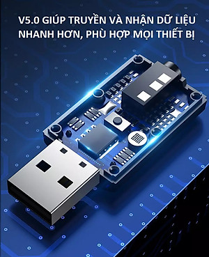 Thiết bị thu phát âm thanh Usb bluetooth 5.0 đa chức năng jack cắm 3.5mm cho loa, Tivi, máy tính, laptop, xe ô tô tặng kèm que chọc sim, Hàng Chính Hãng