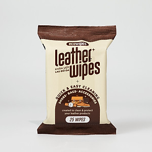 Khăn ướt vệ sinh giày da túi da ví da Leather EcoWipes gói 25 tờ tinh chất sáp ong