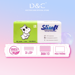 Giấy ăn Slisoft Trắng 100 tờ x 3 lớp, khăn giấy khô thân thiện môi trường không chất tẩy trắng an toàn cho cả gia đình