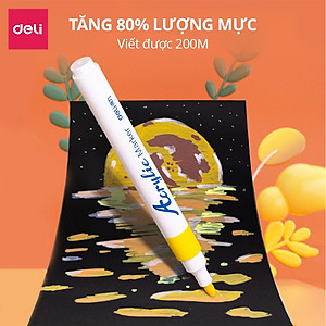 [MỚI] Bút Sơn Acrylic Marker Deli THÊM 80% MỰC - 12/24/36/48/64 Màu Tô Trên Mọi Chất Liệu DIY Vẽ Giày Vải Chai Lọ Nhựa
