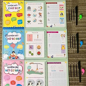 Vở tập tô, tập viết dành cho trẻ mới bắt đầu tập viết - Tặng kèm bút bay mực và cá hỗ trợ cầm bút đúng cách