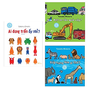 Combo Ehon Thông Minh Cho Trẻ Mẫu Giáo: Ai Đang Trốn Ấy Nhỉ? + Xếp Hàng Làm Gì Thế? + Kẹt Xe Lâu Quá Vậy? (Tặng Kèm Bookmark Happy Life) 