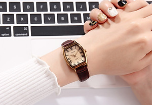 Đồng Hồ Nữ Julius Hàn Quốc JA-703LD Cổ Điển Dây Da Màu Nâu