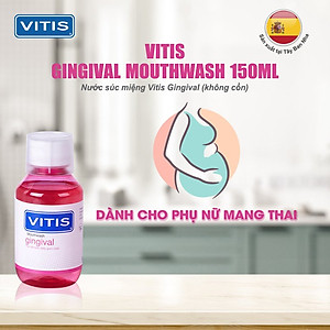 Nước súc miệng dành cho nướu nhạy cảm, sưng, chảy máu nướu, ngừa hôi miệng Vitis Gingival 150ml (dùng được cho phụ nữ có thai)