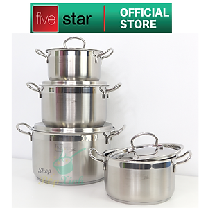 Bộ nồi chảo cao cấp Fivestar Plus 6 món nắp inox | tặng 1 vá canh