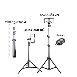 [TRIPOD] Cây Livestream Selfiecom - Hỗ trợ chụp ảnh, quay video, chơi tiktok, gắn đèn livestream - Tặng kèm remote bluetooth chụp ảnh- Hàng chính hãng