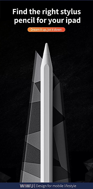 Bút Cảm Ứng Wiwu Pencil W Dành Cho iPad Pro và các dòng iPad / iPad Mini Có Sạc Không Dây Từ Tính, Có Chỉ Báo Pin Trên Thân Bút  hỗ trợ viết vẽ nghiêng hơn 60 độ, chống tì tay, trang bị nam châm hít vào iPad - Hàng Chính Hãng