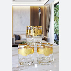 Bộ cốc pha lê Tiệp cao cấp BOHEMIA 1338 MV, hoa văn Versace - Hàng chính hãng