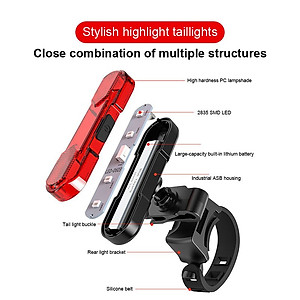 Đèn hậu xe đạp Kiotool pin sạc 4 chế độ sáng