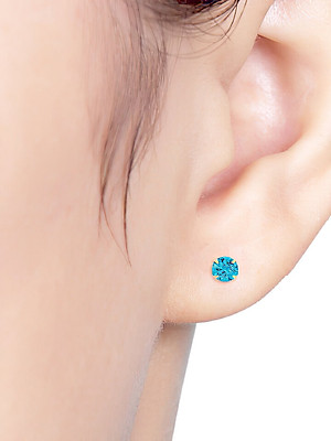 14K Gold Post Earrings Aquablue - MOON Jewelry