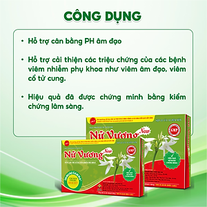 Nữ Vương New Vinh Gia Hỗ Trợ Cân Bằng PH Vùng Nhạy Cảm, Giảm Khí Hư, Ngứa Vùng Nhạy Cảm, Phòng Ngừa Các Bệnh Phụ Khoa Hộp 30 Viên