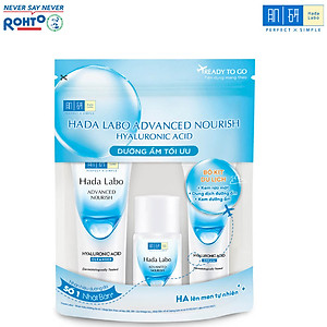 Bộ travel size dưỡng ẩm sâu Hada Labo Advanced Nourish Travel kit (Kem rửa mặt 15g + Dung dịch dưỡng 20ml + Kem dưỡng 12g)