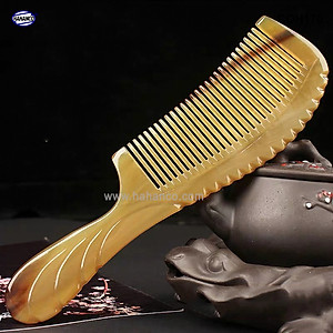 Lược sừng xuất Nhật (Size: XL - 20cm) COH165 - Thân khía dáng Cổ điển cao cấp đẹp hoàn hảo - Chăm sóc tóc - HAHANCO