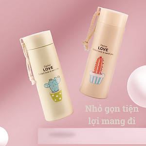 Bình Đựng Nước Lõi Thủy Tinh Họa Tiết Xương Rồng Dễ Thương Dung Tích 450ml - Bình Giữ Nhiệt In Hình Xương Rồng 450ml Lõi Thủy Tinh Bọc Và Nhựa Lúa Mạch Có Dây Sách Tiện Dụng - Giao Màu Ngẫu Nhiên