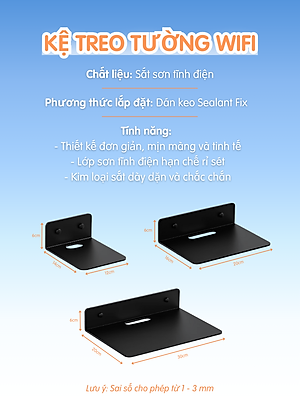 Kệ treo kim loại Dola Home để máy chiếu, camera, bộ phát WiFi, loa, bàn phím không cần khoan đục có lỗ đi dây điện.