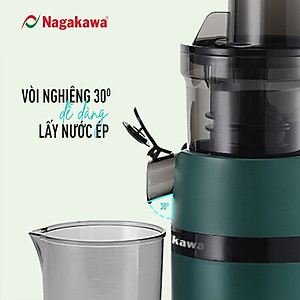 Máy ép chậm Nagakawa NAG0818 (200W) - Trục ép 6 phân đoạn kiệt bã - Ống tiếp thực phẩm lớn - Hàng chính hãng