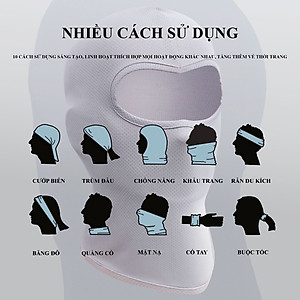 Khăn trùm kín mặt chống nắng, chống tia UV khi đi xe dành cho cả nam và nữ Rimix Khẩu trang băng lụa chống nắng cao cấp chống tia UV, chống bụi, UPF50+ 