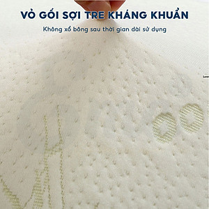 Gối cao su non người lớn EMA kèm vỏ sợi tre kháng khuẩn, thiết kế lượn sóng, chống đau cổ vai gáy