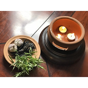 Combo bếp đốt xông bồ kết, thảo dược kèm nến