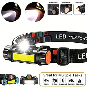 Đèn Pha LED Chống Nước Đa Năng Đèn Pha Sạc USB + COB Đèn Pin Đội Đầu Đèn Đội Đầu Công Suất Cao