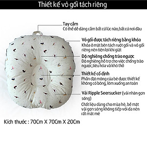 Gối chống trào ngược Rototo bebe nhập khẩu chất liệu cotton mềm mại khắc phục tình trạng trào ngược sơ sinh