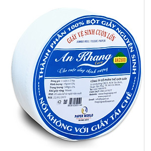 Combo 3 cuộn giấy giấy vệ sinh cuộn lớn 2 lớp 500g AN KHANG CARO  | 100% Bột giấy nguyên sinh