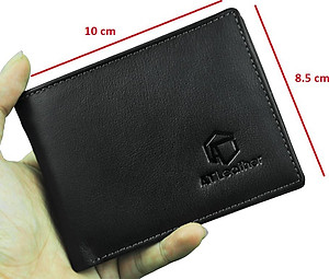 Ví Nam Da Bò AT Leather 056 (10 x 8.5 cm) - Đen