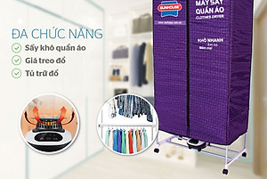 Máy sấy quần áo Sunhouse SHD2707 có điều khiển từ xa, đèn UV diệt khuẩn, sấy 15kg quần áo - Hàng chính hãng